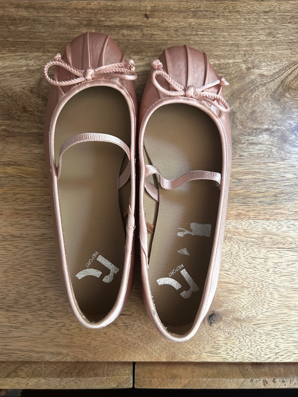 Report Metallic Rose Ballet Flats with Bow